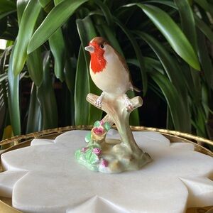 Rare Vintage Radnor Bone China Robin Bird On Branch Figurine - Made in England